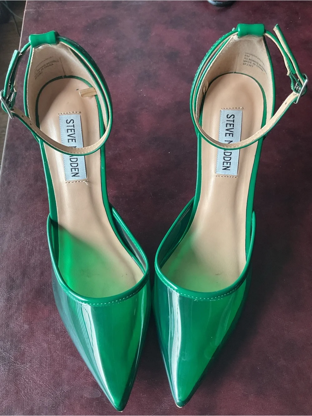 Steve Madden Emerald Patent Pointed-Toe Ankle-Strap Heels